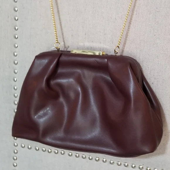 Ann Taylor Soft Frame Clutch Merlot - Picture 3 of 16